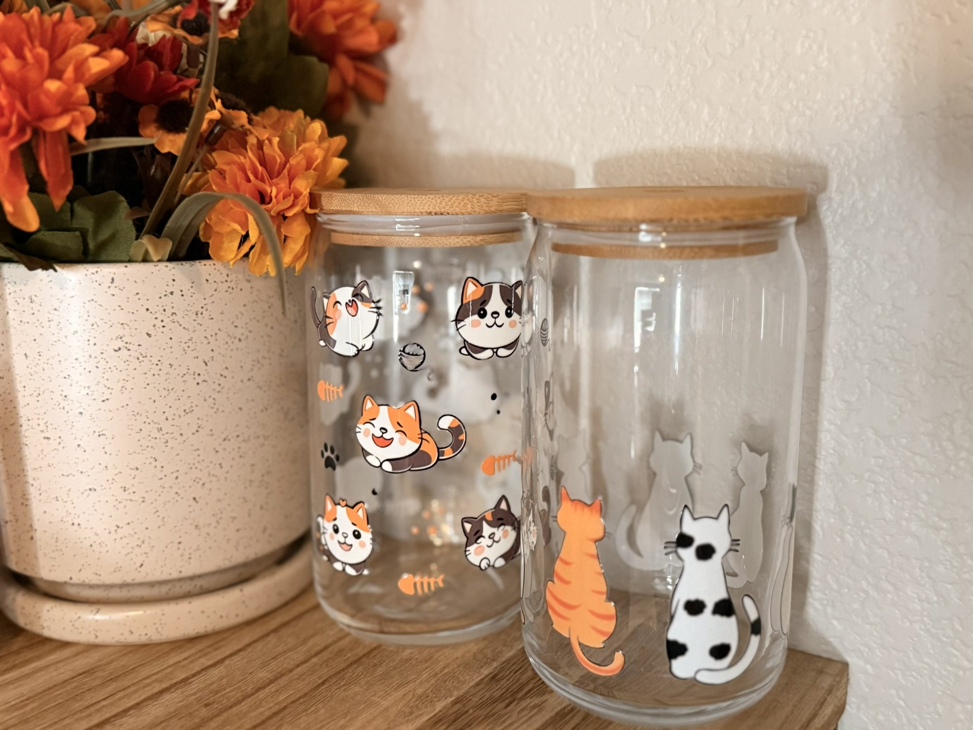 Cat lovers glass tumblers at Belles